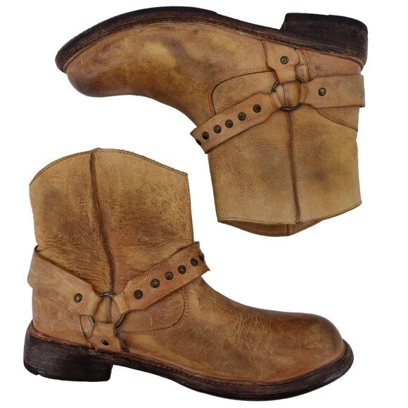 Bed Stu Cobbler Series Exeter Women's 10 Distressed Leather Harness Ankle Boots - Picture 5 of 14